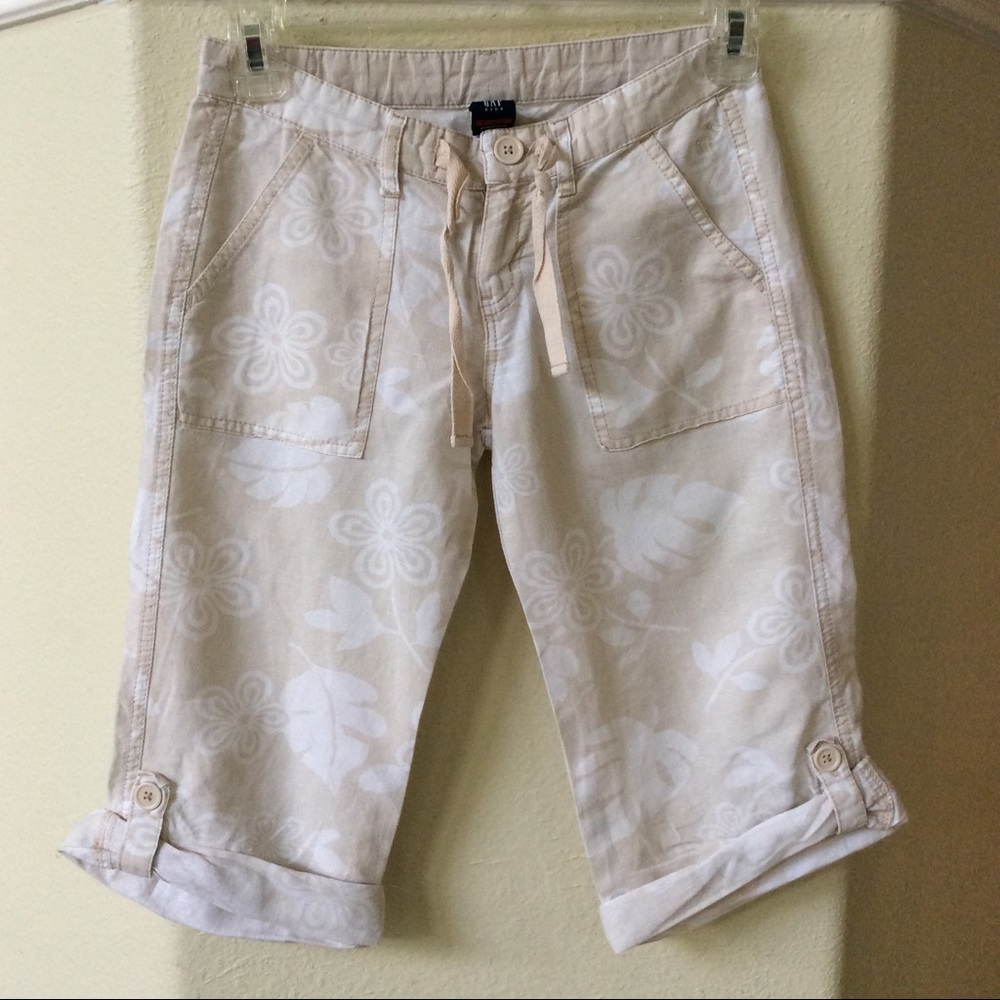 Khaki Floral Bermuda shorts for girls