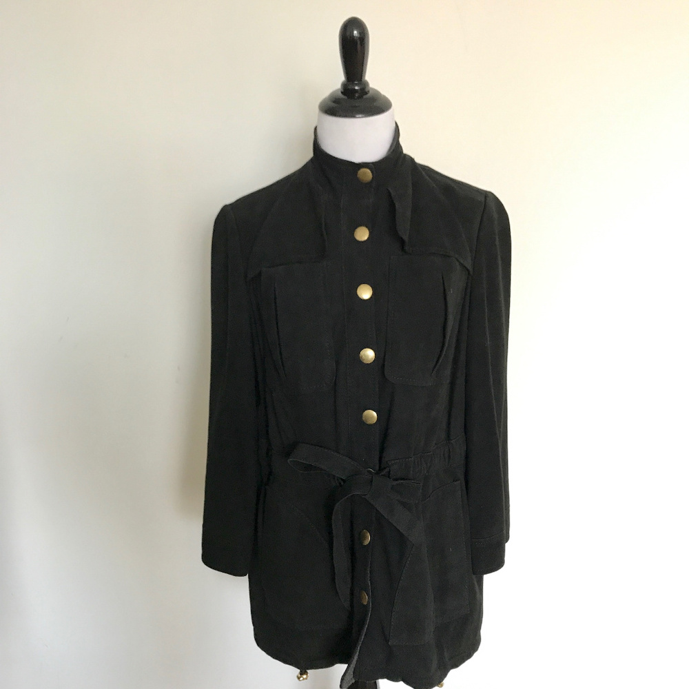 Tory Burch Black Suede Peacoat Size 6
