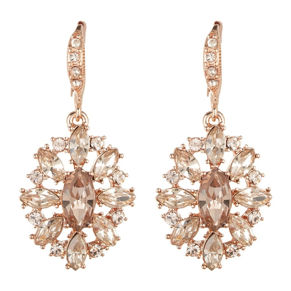 Givenchy Rose Gold Crystal Cluster Drop Earrings