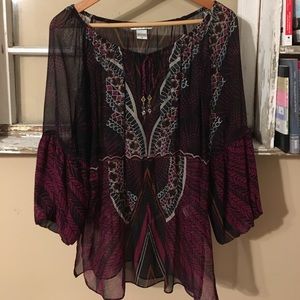 Boho Flutter Top with Bubble Bell Sleeves