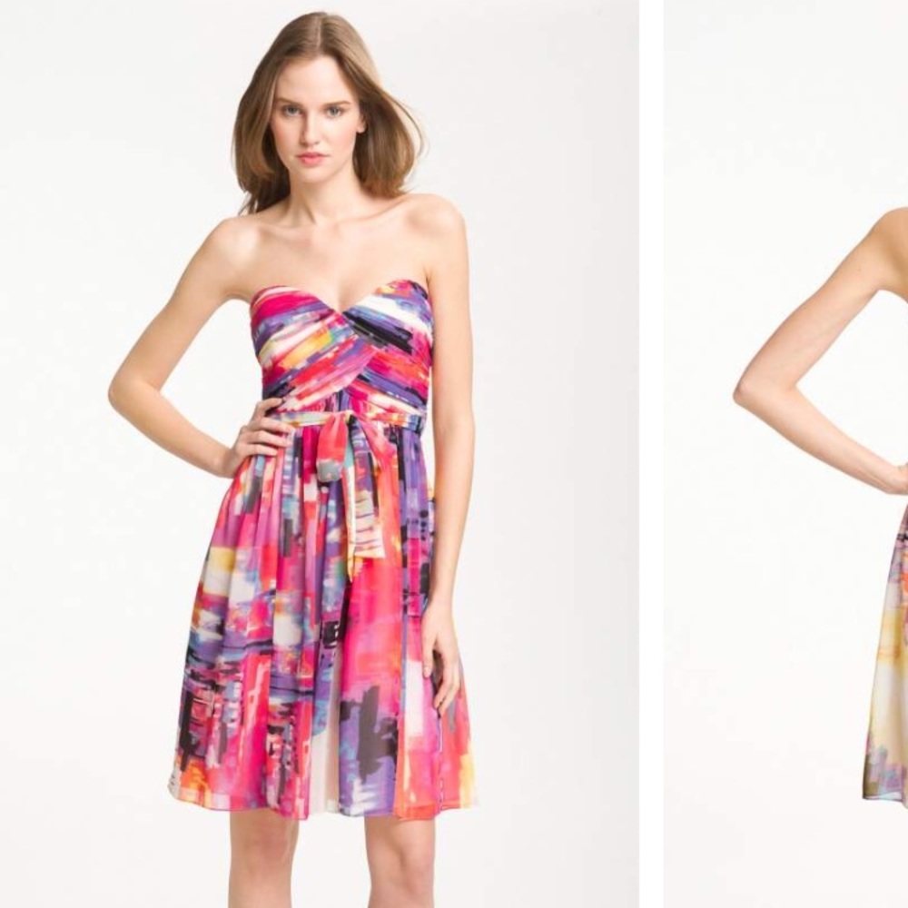 Donna Morgan Strapless Sweetheart Chiffon Dress