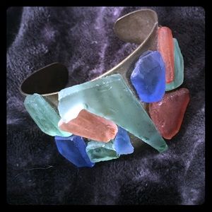Handmade sea glass cuff