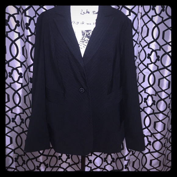 LB blazer black write pink pinstripe NWOT - Picture 2 of 7