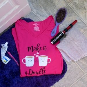 Pink Graphic Coffee Mug Nightgown Sleepwear Dress