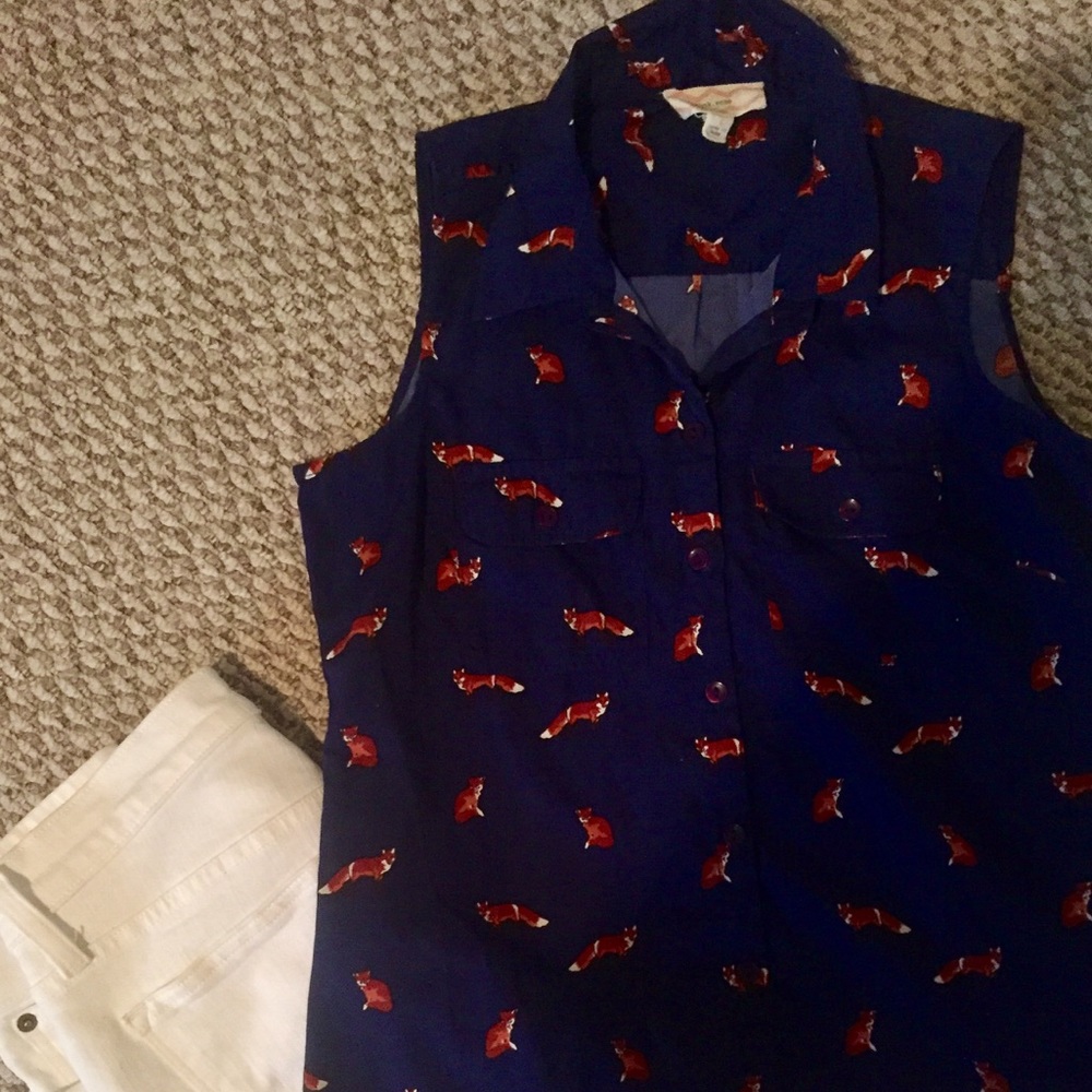 Button up fox blouse