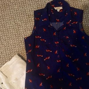 Button up fox blouse