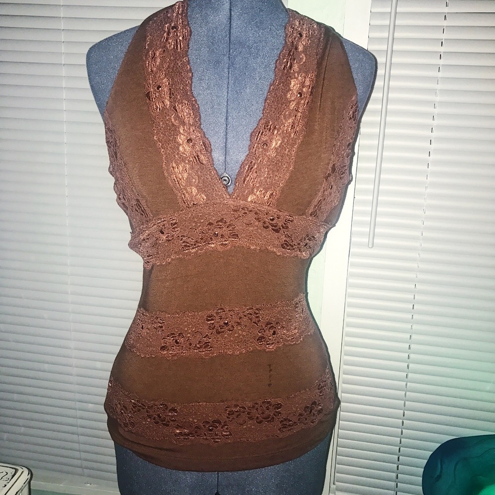 Brown halter top