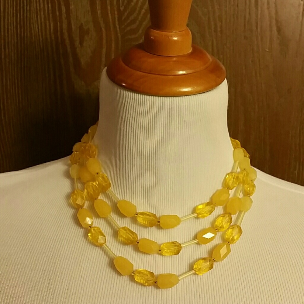 Vintage 3 Strand Necklace in Yellow