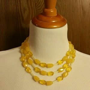 Vintage 3 Strand Necklace in Yellow