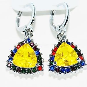 925 Silver/Gold Plated Yellow Sapphire Earring