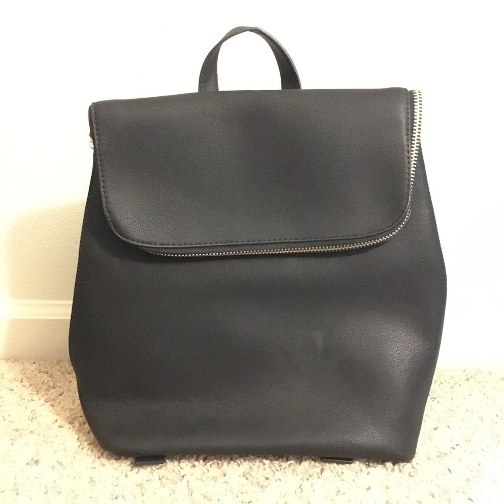 ASOS BLACK LEATHER BACKPACK