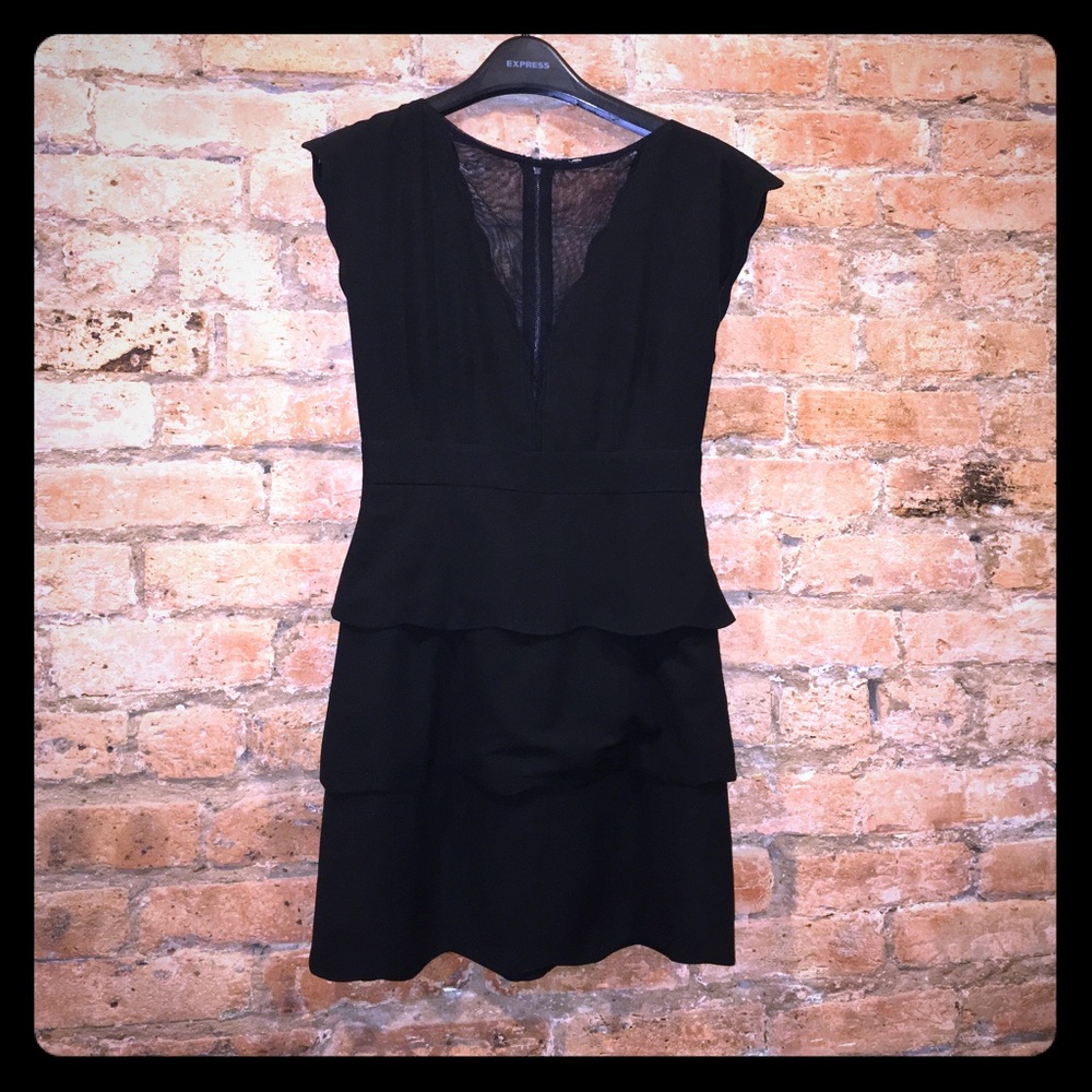 Black Low Cut Mesh Cocktail Dress