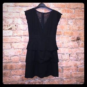 Black Low Cut Mesh Cocktail Dress