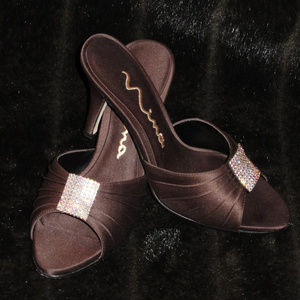 Nina Chocolate Brown Satin Cocktail Mule