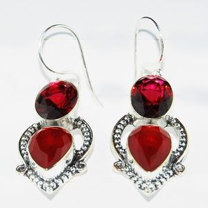 925 Silver Ruby Gemstone Earrings