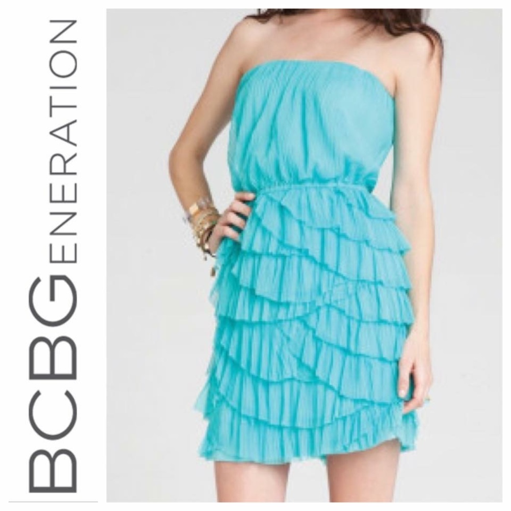 BCBG Generation Tulle Strapless Layered Dress