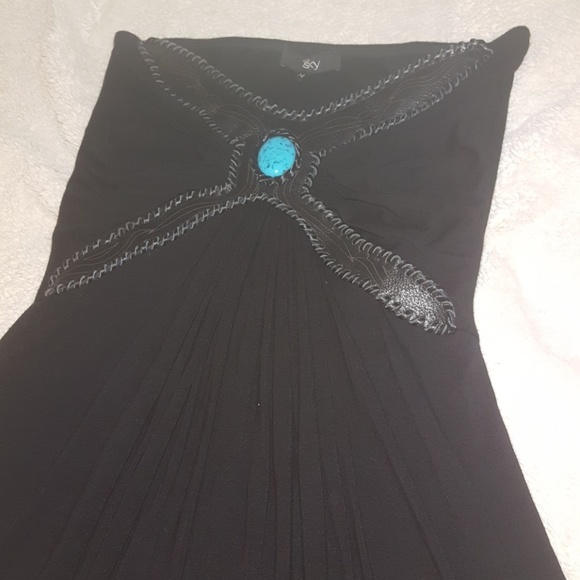 ×SOLD ON MERC× SKY Dress Turquoise and Leather - Picture 5 of 8