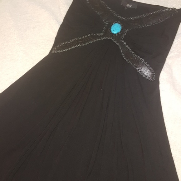 ×SOLD ON MERC× SKY Dress Turquoise and Leather - Picture 6 of 8