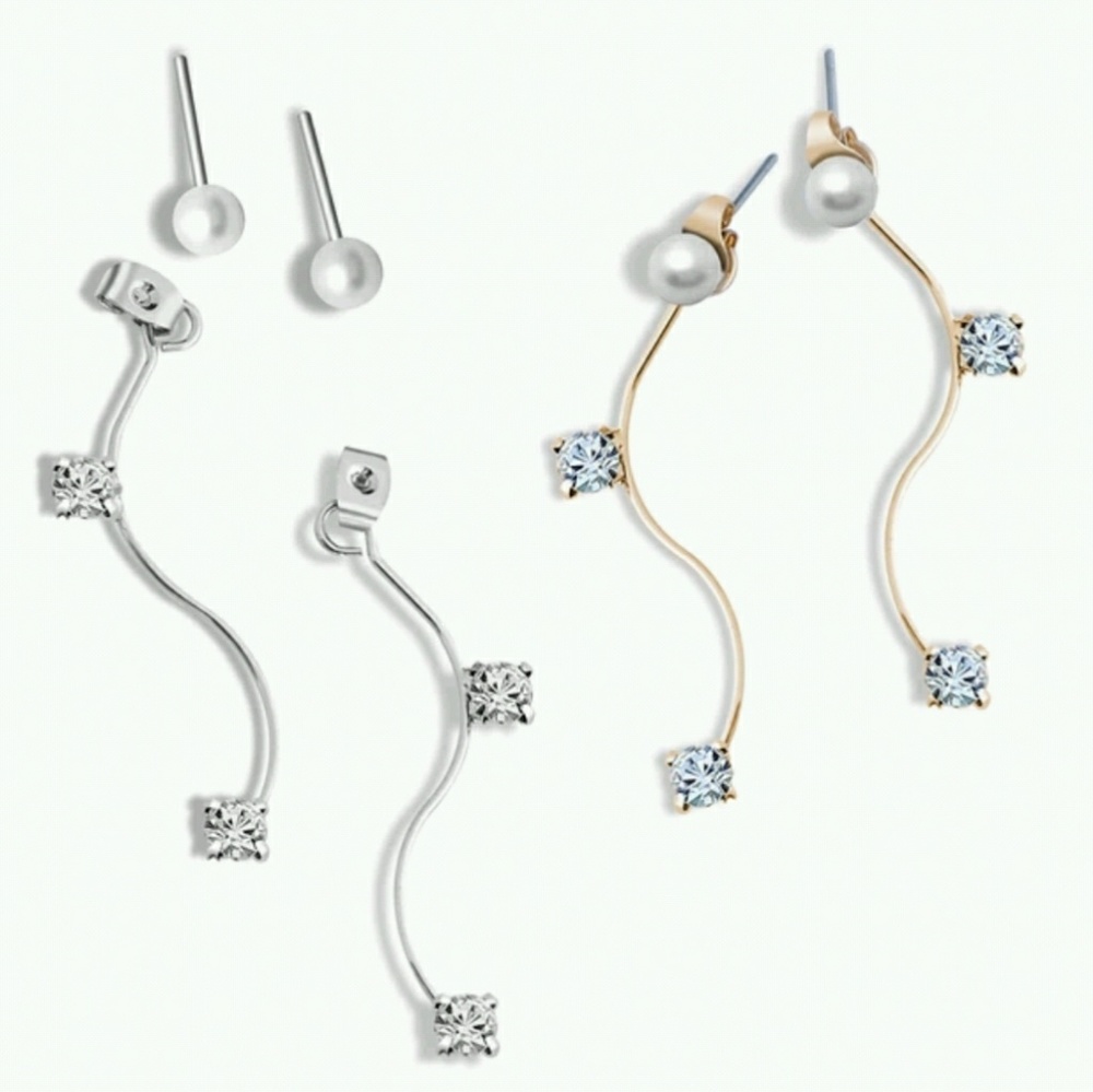 5 for $25 Pearl Stud and Crystal Drop Earrings - Picture 2 of 4