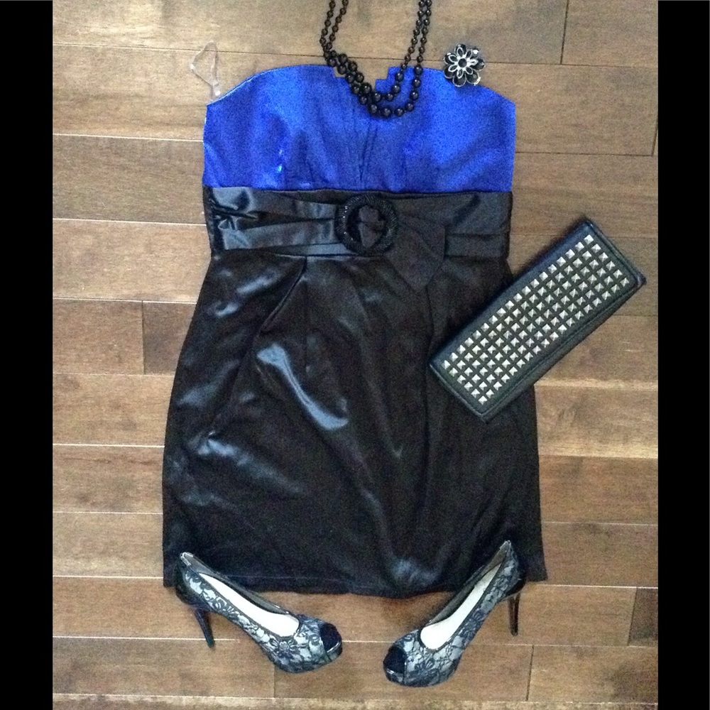 Blue and black dress