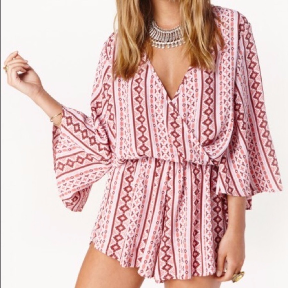 Planet Blue Wild and Free Pink Printed Romper