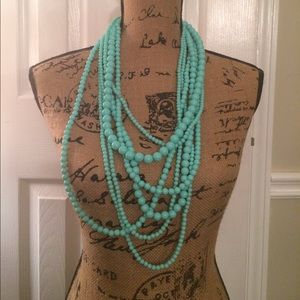 Turquoise, beachy, cute, beaded necklace