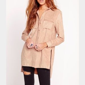 MISSGUIDED PINK SUEDE LONG SLEEVE