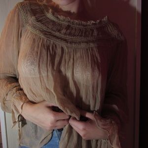 Urban Outfitters Beige Peasant Top NEW With Tags