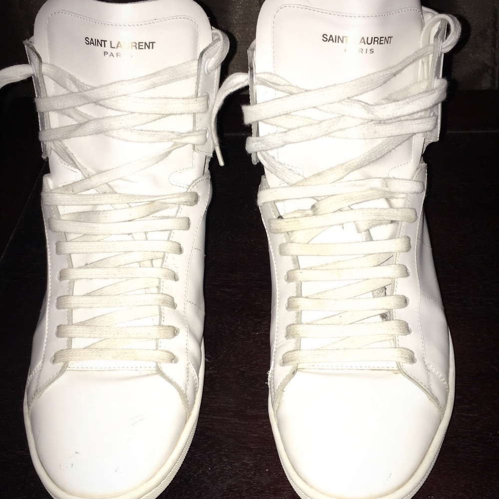Saint Laurent Paris White High Top Sneakers