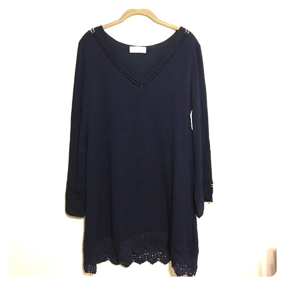 Navy blue long sleeve dress NWT boutique