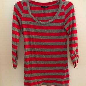 Grey and red striped shirt