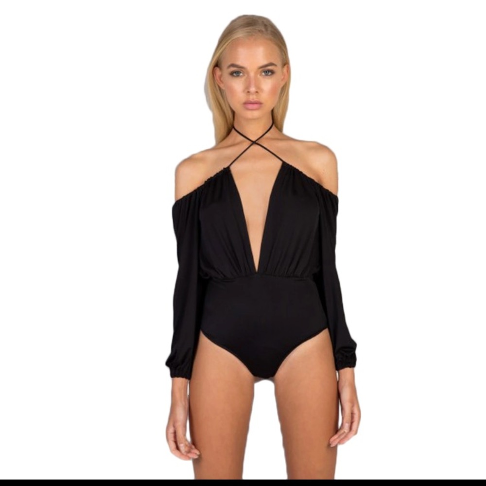 Sexy deep V neck bodysuit