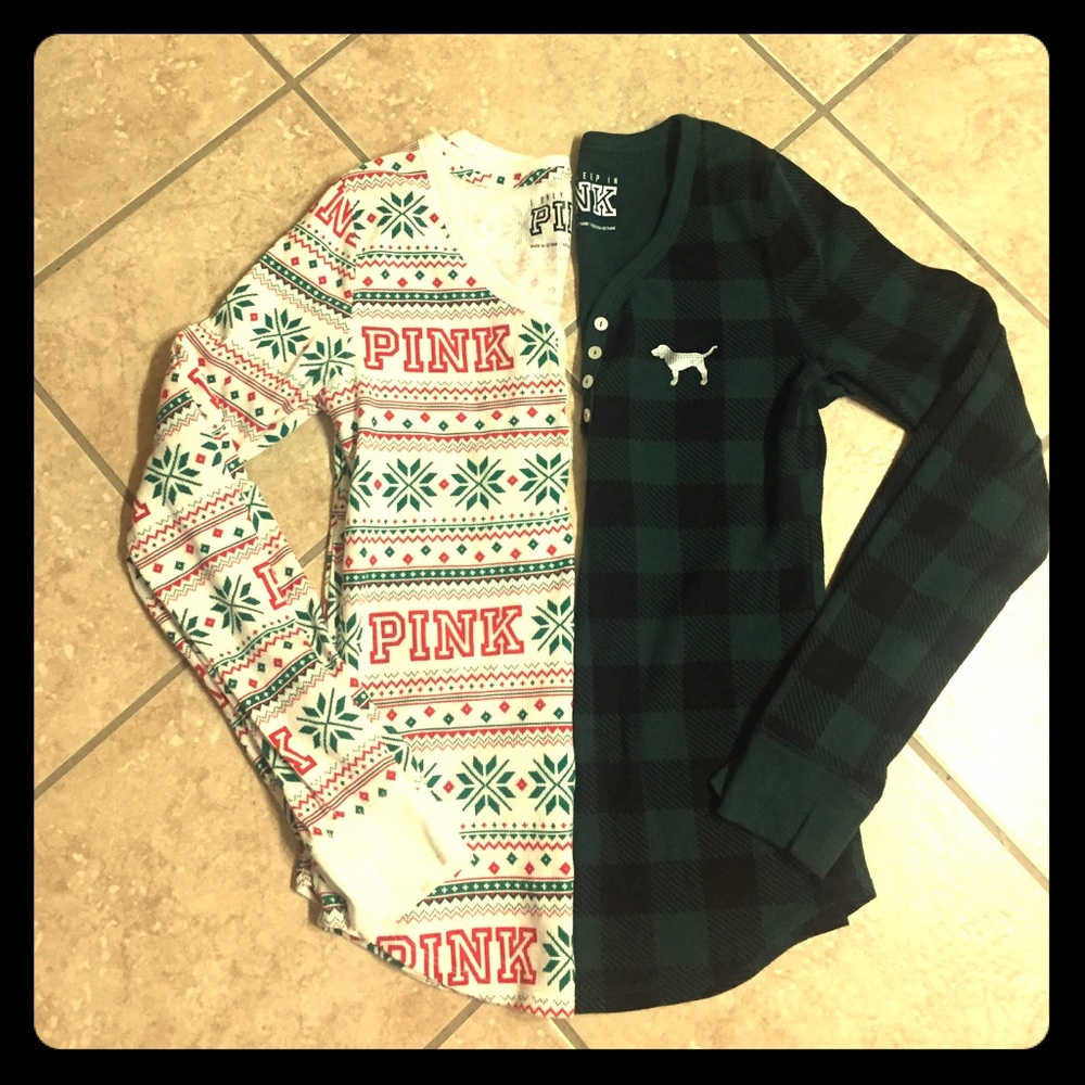 Victoria's Secret PINK Lot of 2 thermal tops Sz M