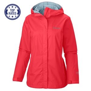 Red Hibiscus Arcadia II Rain Jacket