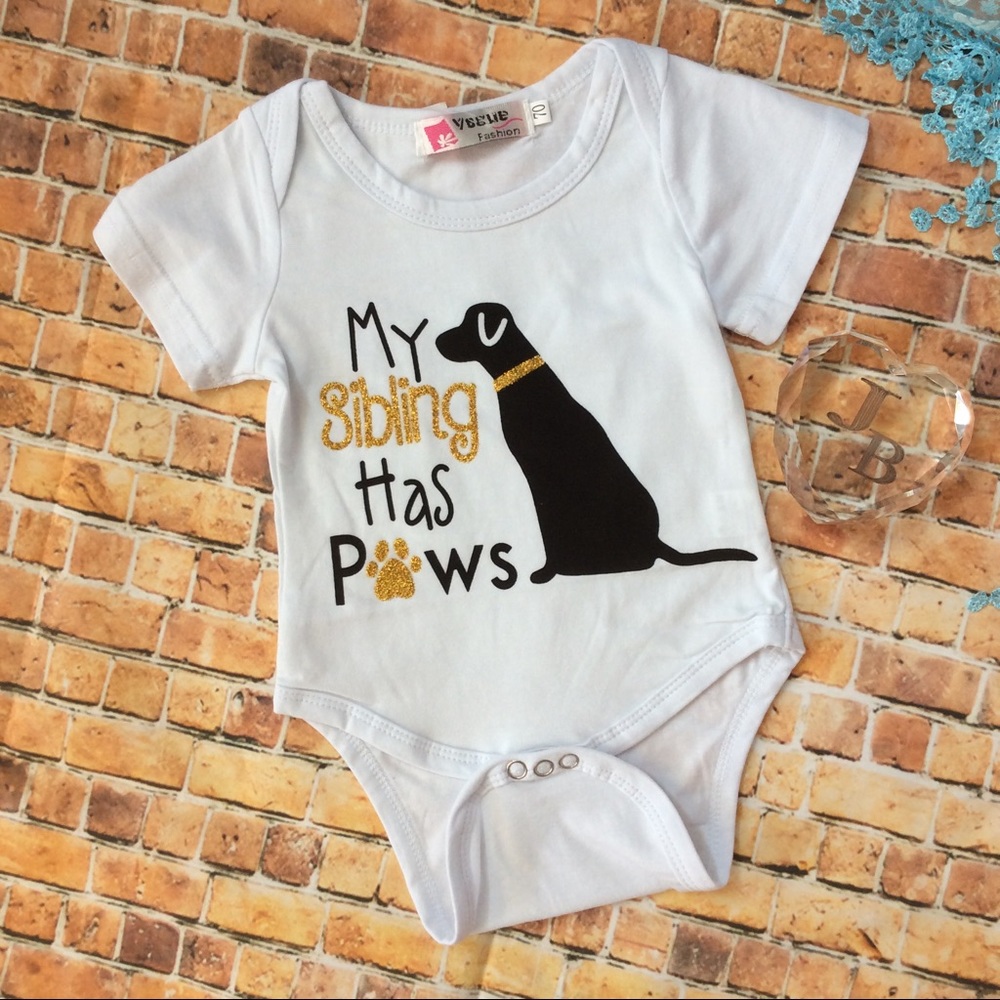 Baby Unisex MY SIBLING HAS PAWS Onesie