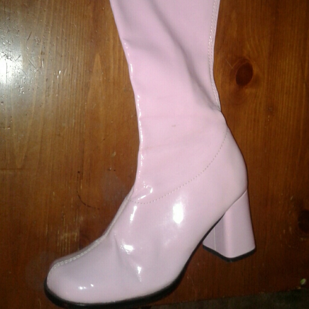 Pink knee high boots