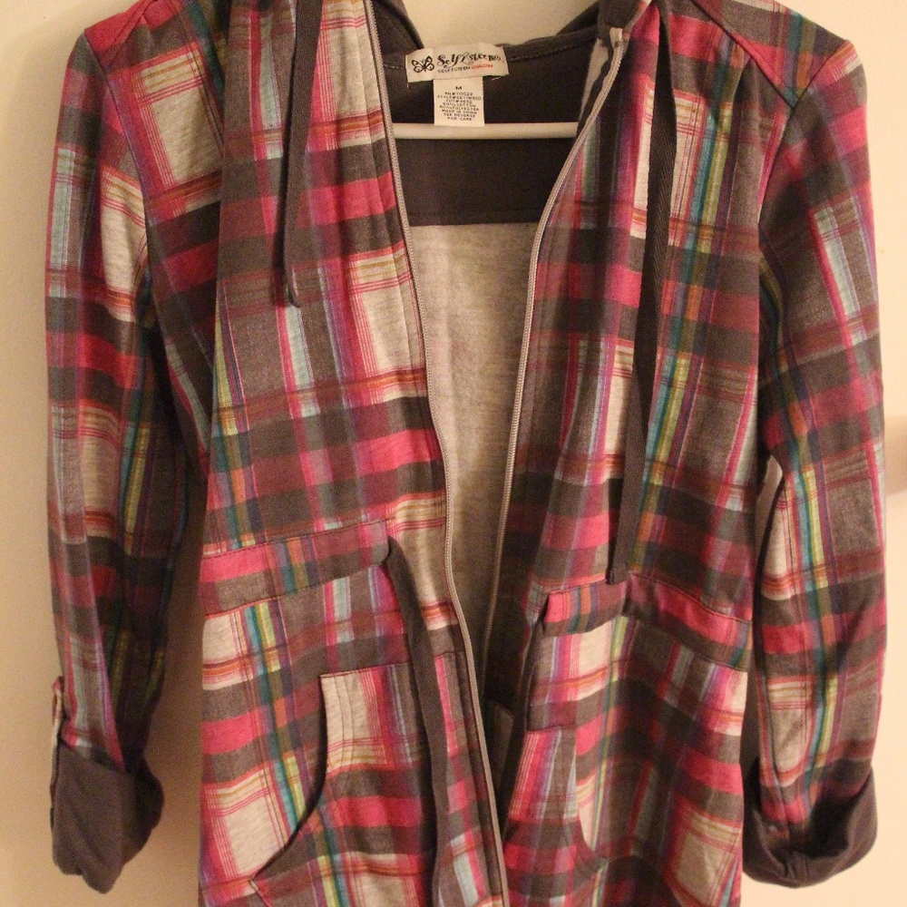 Self Esteem Plaid Jacket with 3/4 Sleeves