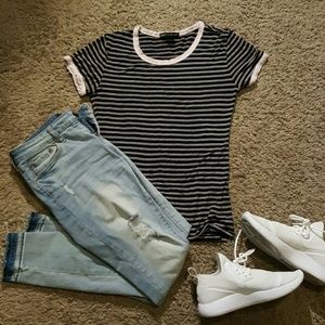 Pink and White Striped Top