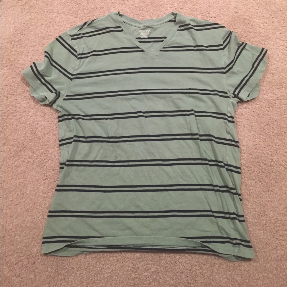 Striped Short-Sleeved V-neck