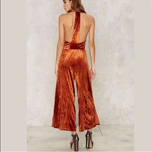 orange velvet jumpsuit