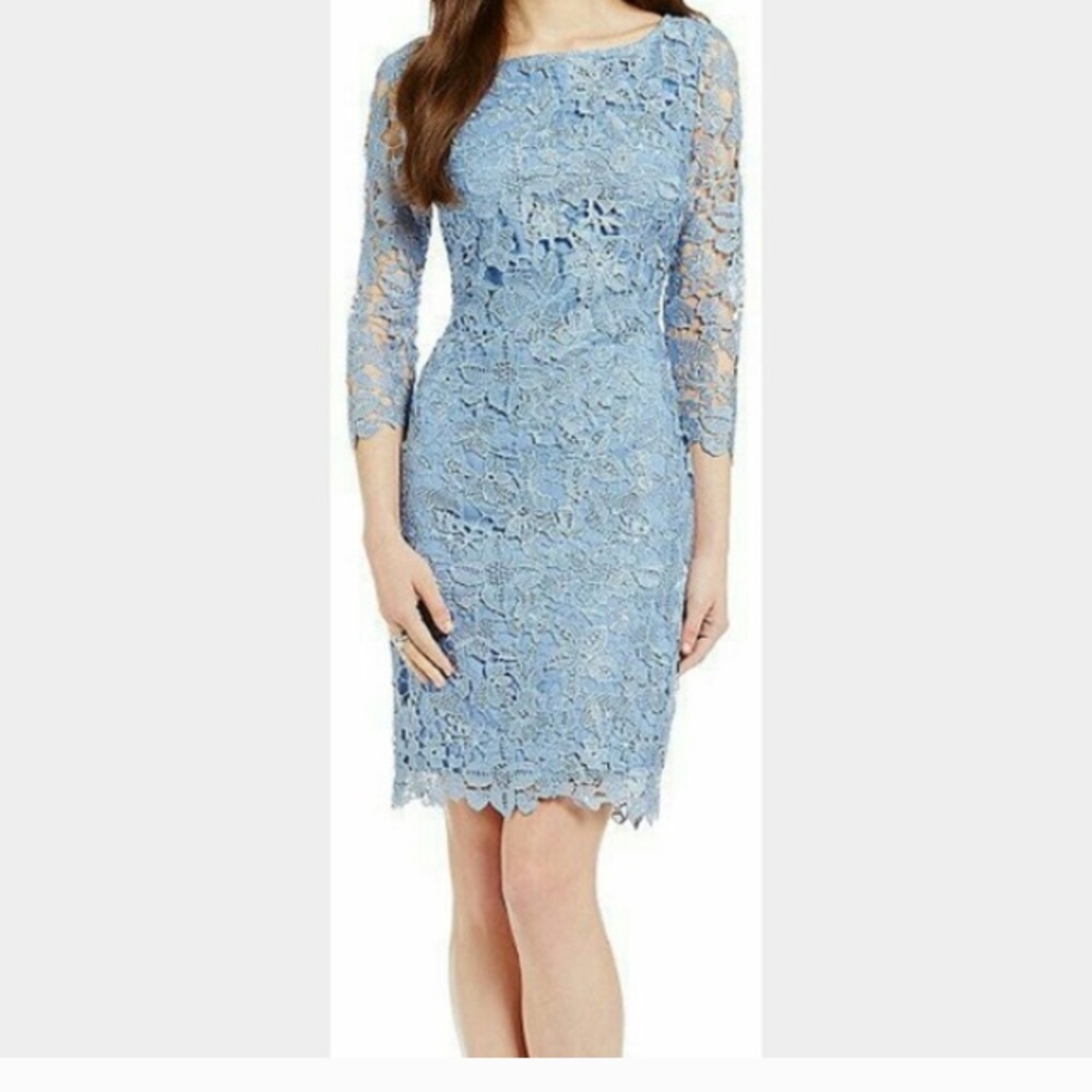 Antonio Melanie Light Blue Lace Dress