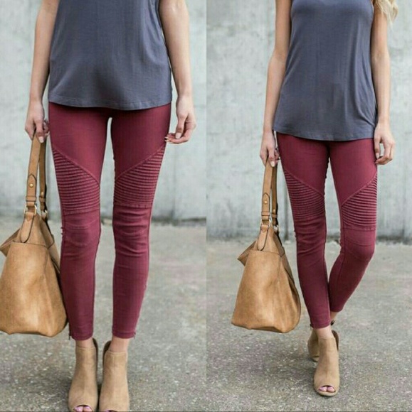 - Last - Burgundy Moto Jegging with Ankle Zipper - Picture 2 of 3