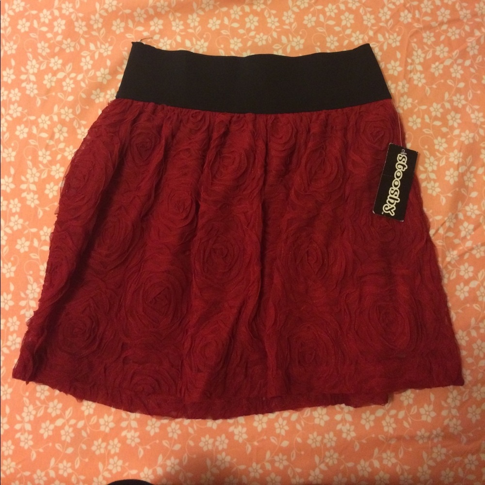 Stooshy Rose Petal Red Skater Skirt