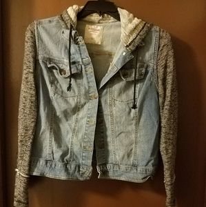 Faded Denim Jacket with Hood