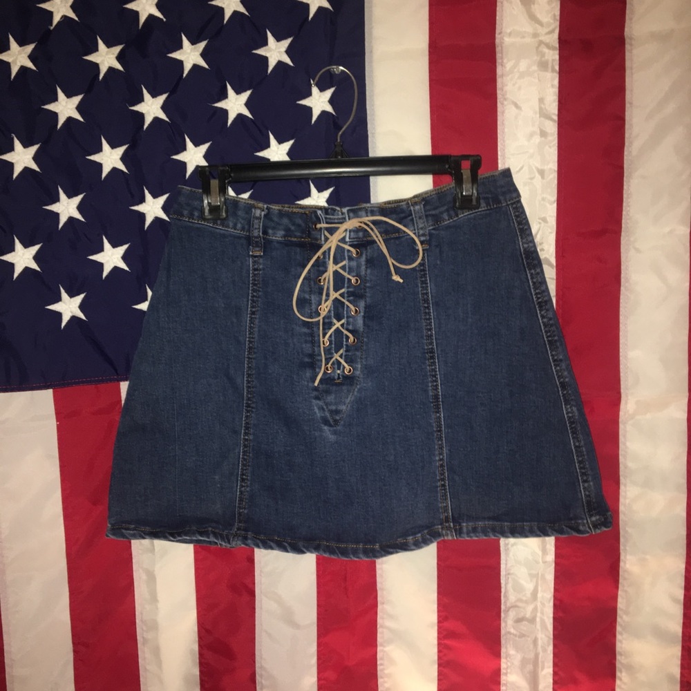 Denim lace up skirt