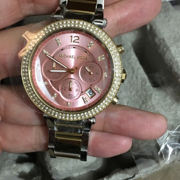 Michaelkors MK6140 Parker Pink Dial two tone watch main image 5