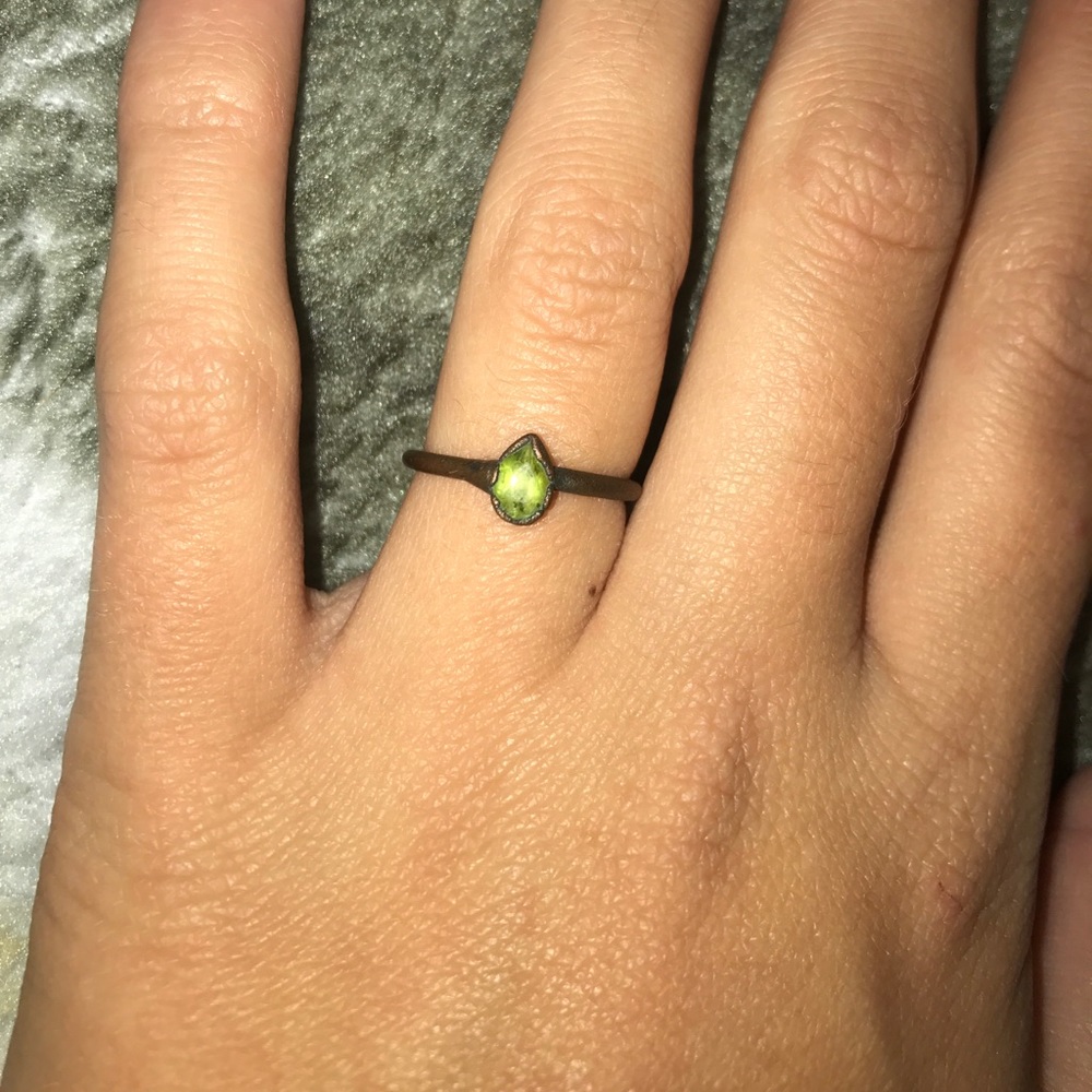 Peridot and copper ring
