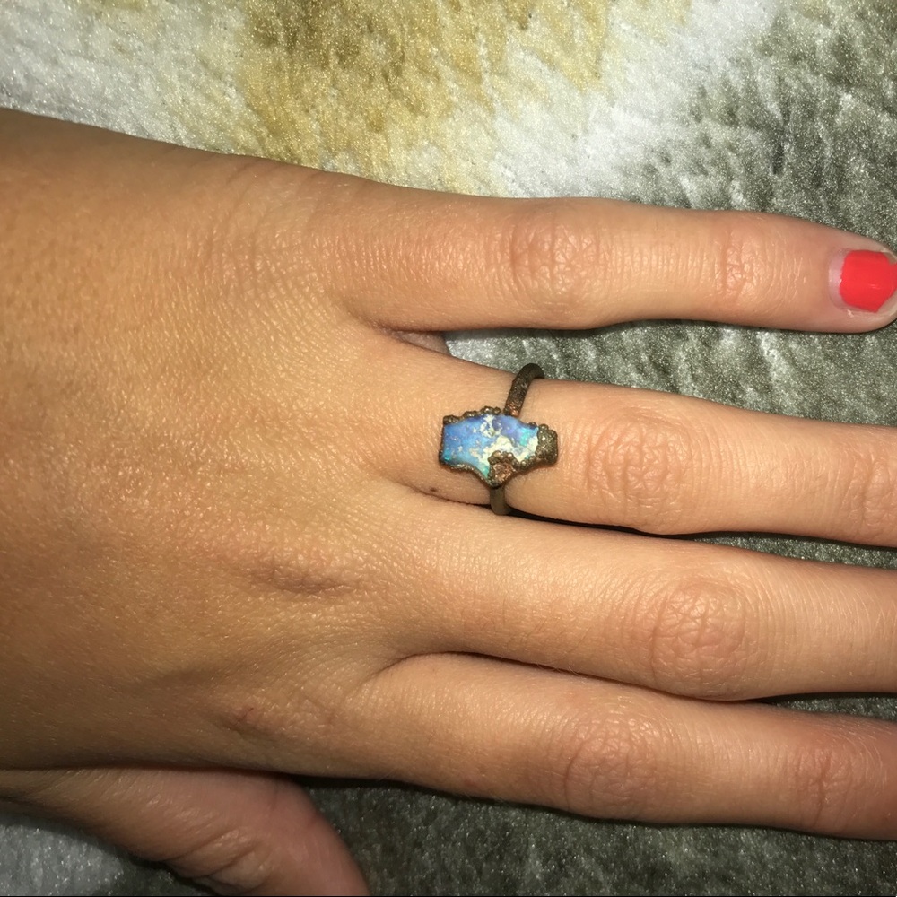 Rough Opal and Copper Ring