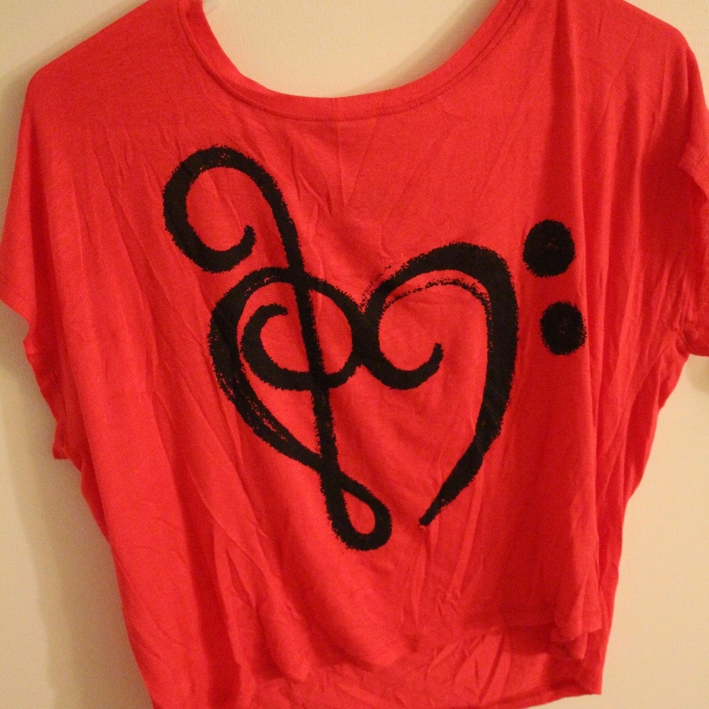 dELiA's Off-The-Shoulder Music Themed Top