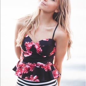 NWT Albion Fit Santiago Peplum Tankini Top